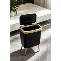 ExtraStar Bathroom Rubbish Bin with Lid in Black