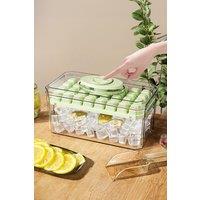 Living and Home 32-Grid Press Type Easy Release Ice Cube Mold Box Fridge Container Storage Organiser in Green