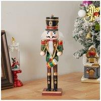 Living and Home Wooden Nutcracker Soldier Figurine Christmas Ornament in Red