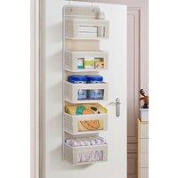 Living and Home 5 Pockets Over the Door Fabric Organizer Non Woven Hanging Storage in Beige