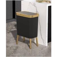 Living and Home High Foot Ventilated Rubbish Bin Hand-press Trash Bin with Lid in Black