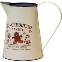 Four Candle Cream Zinc Gingerbread Bakery Christmas Jug 16cm in Off-White