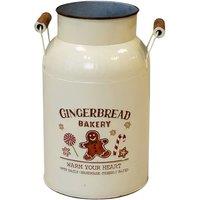 Four Candle Cream Gingerbread Bakery Christmas Urn with Wooden Handles in Off-White