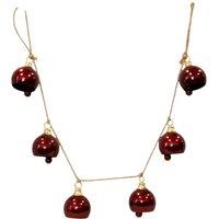 Four Candle Glossy Deep Red Metal 6 Bell Christmas Garland