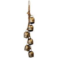 Four Candle Antique Gold Metal 6 Cowbell Hanging Garland