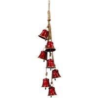 Four Candle Glossy Red Metal 7 Bell Christmas Hanging Garland