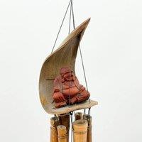 Minster Garden Happy Buddha Wind Chime - L7 x W30 x H50 cm in Brown