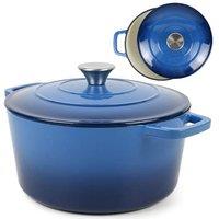 Andrew James 26cm Cast Iron Casserole Dish in Blue