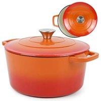 Andrew James 26cm Cast Iron Casserole Dish in Orange