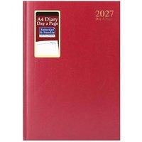 MANTRARAJ 2027 Diary A4 Day A Page Hardback Full Day Saturday & Sunday Diary in Red