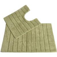 Allure Bath Fashions Cotton Ribbed Two Piece Bath Mat & Toilet Mat Set in Light Green