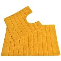Allure Bath Fashions Cotton Ribbed Two Piece Bath Mat & Toilet Mat Set in Mustard