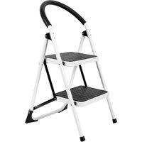 Futura 2 Step Ladder Premium White, Heavy-Duty Steel Folding Step Stool in White