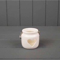 KDMD White Porcelain Heart Cutout Tealight Holder