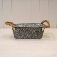 KDMD Zinc trough with hammered finish (embossed) & rope ears in Grey