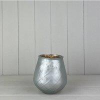 KDMD Large Frosted Silver Glass Tealight Holder