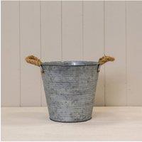 KDMD Zinc Bucket with Drainage Holes & Hessian Ears in Grey