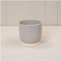 KDMD Round Warm Grey Debossed Star Pot