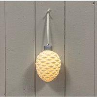 KDMD Ceramic hanging pinecone bauble with LED light size in Cream