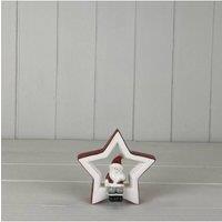 KDMD Small Ceramic Star with Sitting Santa size in White