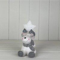 KDMD Medium Reindeer Holding A Light Up Star in Grey