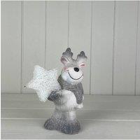 KDMD Large Reindeer Holding A Light Up Star in Grey
