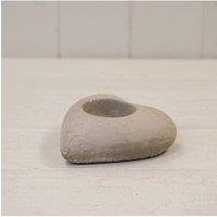 KDMD Whitewashed Cement Heart Tealight Holder in Grey