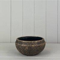 KDMD Gold Planting Bowl with Leaf Design