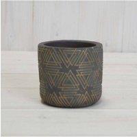 KDMD Grey/Gold Cement Triangle Grid Pot in Grey
