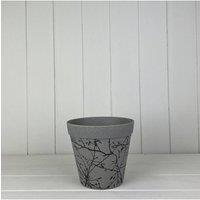 KDMD Earthy Warm Grey Straw Flower Pot With Silhouette Branch Design