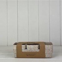 KDMD Earthy Oatmeal Chaff Trio Pots with Tray in Light Sand