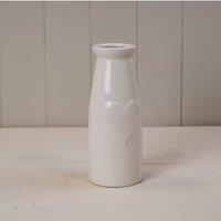 KDMD Ceramic Vase with Heart Embossment - 19mm in White