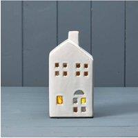KDMD White Ceramic House Tealight with Reactive Glaze - 17mm