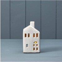 KDMD White Ceramic House Tealight with Reactive Glaze - 13mm