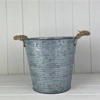 KDMD Grey Ribbed Zinc Bucket with Hessian Ears - 20mm