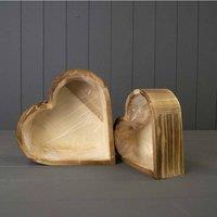 KDMD Set of Two Heart Wooden Planters in Natural