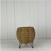 KDMD Brown Rustic Bulbous Rattan Pot with Legs