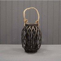 KDMD 33cm Black Wicker Lantern
