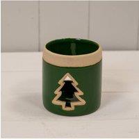 KDMD Ceramic Tree Tealight in Dark Green