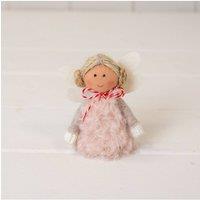 KDMD Soft Pink Boucle Style Fairy with White Wings in Light Pink
