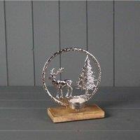 KDMD Metal Reindeer Scene Tealight in Silver