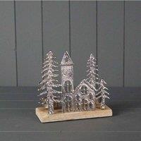 KDMD Festive Metal Townscape Tealight Holder - 18mm in Silver