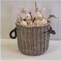 KDMD Brown Round Log Basket with Rope Handles
