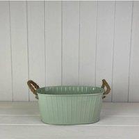 KDMD Sage Oval Tapered Trough with Rope Handles & Drainage Holes in Pale Green