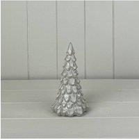 KDMD White Subtle Glazed Ceramic Tree Ornament with Textured Detail - 16mm in Light Grey