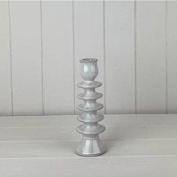 KDMD Grey Cosy Glazed Ceramic Candle Holder with Textured Detail - 19mm