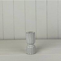 KDMD Grey Petite Glazed Ceramic Candle Holder with Textured Detail - 12mm