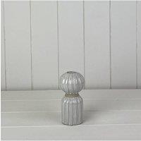 KDMD Grey Subtle Glazed Ceramic Candle Holder with Textured Detail