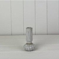 KDMD Glazed Ceramic Candle Holder with Texture Detail in Grey