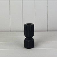 KDMD Black Ribbed Ceramic Candle Holder